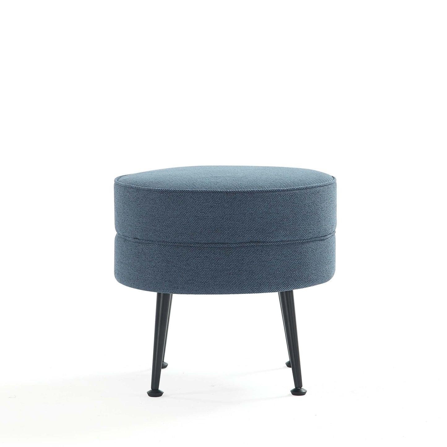 Bailey Ottoman in Blue with Black Feet (set of 2) - Ornate Home