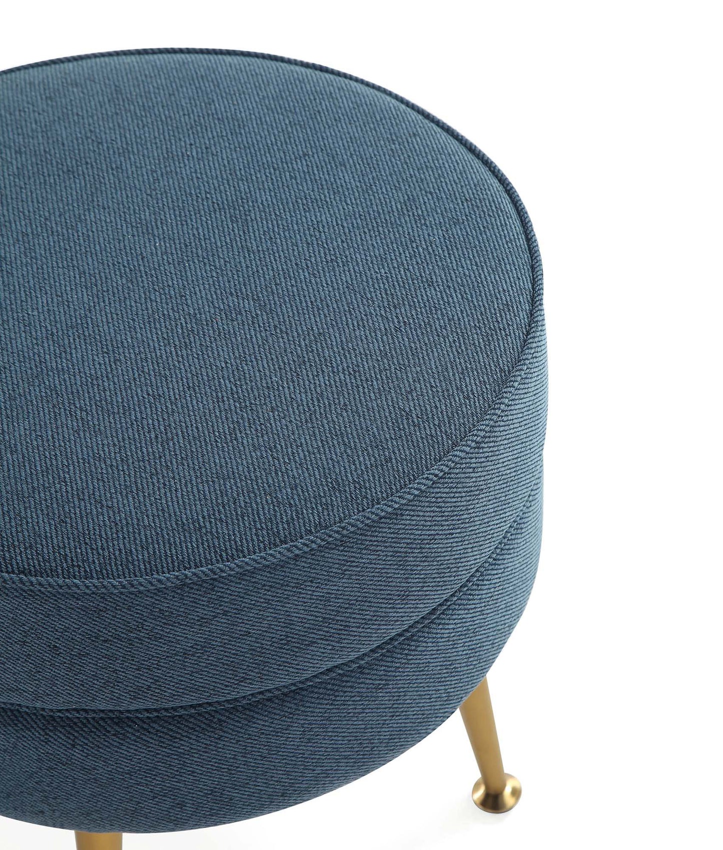 Bailey Ottoman in Blue with Gold Feet (set of 2) - Ornate Home