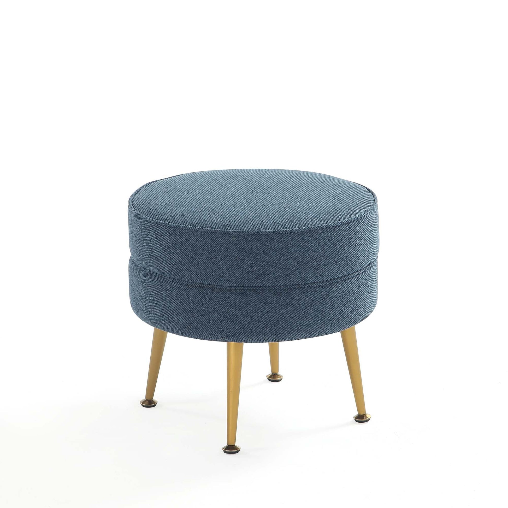Bailey Ottoman in Blue with Gold Feet (set of 2) - Ornate Home