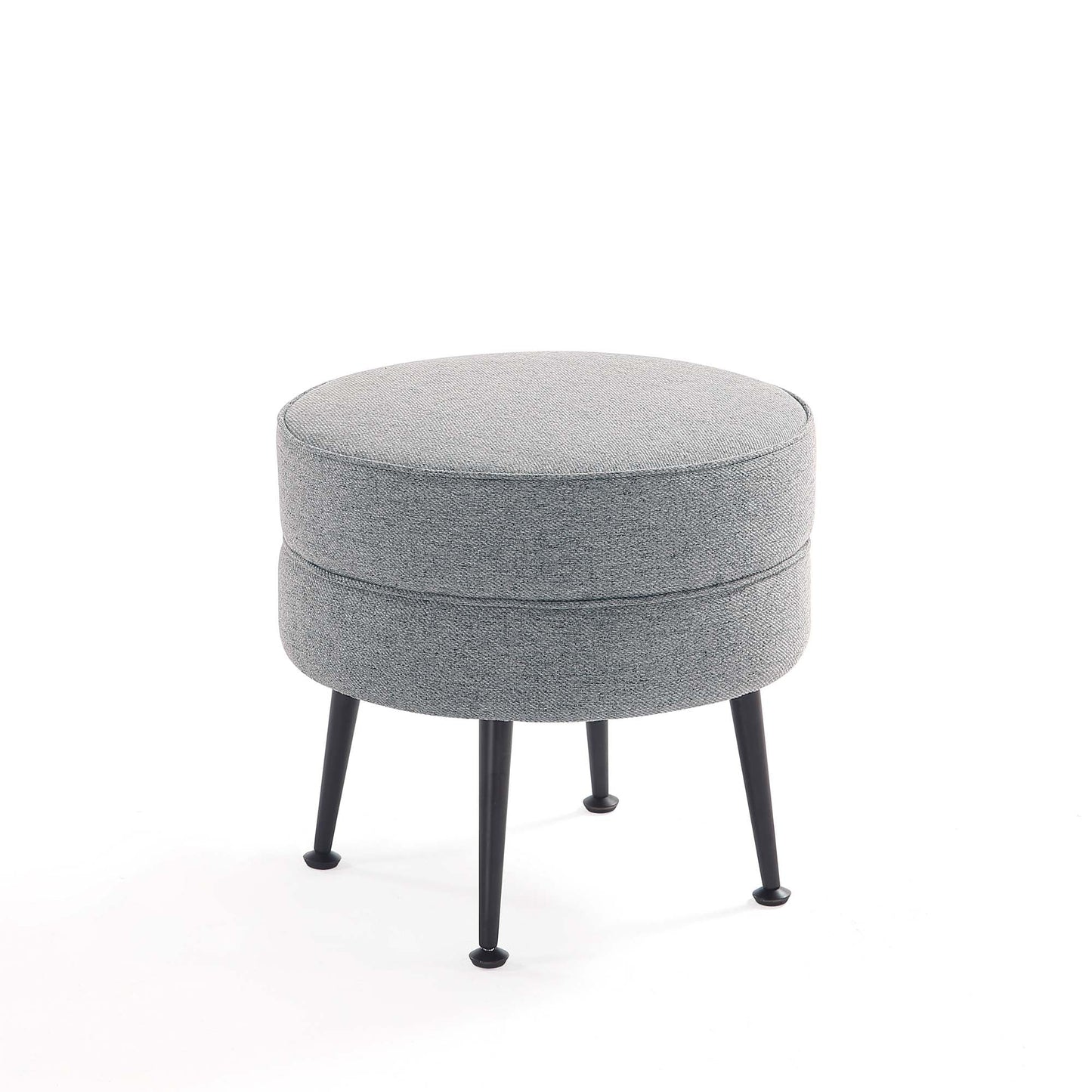 Bailey Ottoman in Grey with Black Feet (set of 2) - Ornate Home