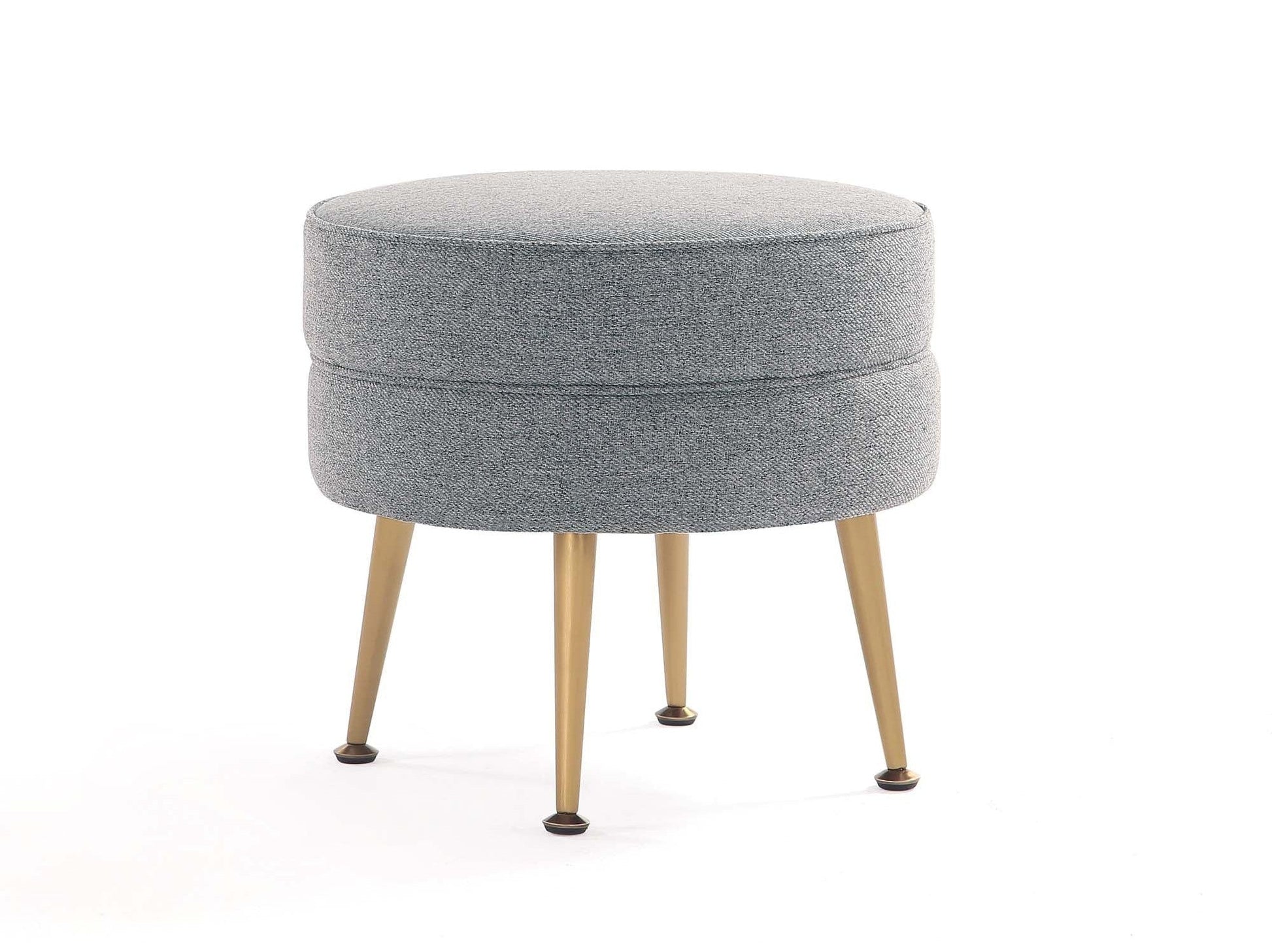 Bailey Ottoman in Grey with Gold Feet - Ornate Home