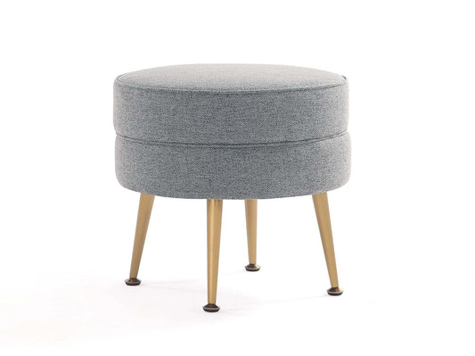 Bailey Ottoman in Grey with Gold Feet - Ornate Home