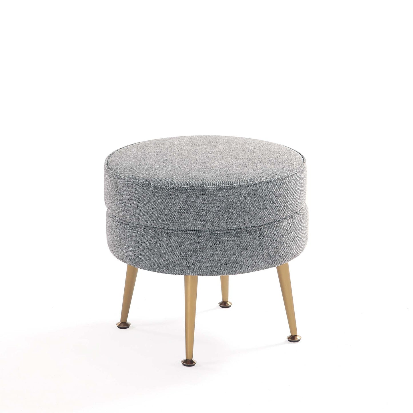 Bailey Ottoman in Grey with Gold Feet (set of 2) - Ornate Home