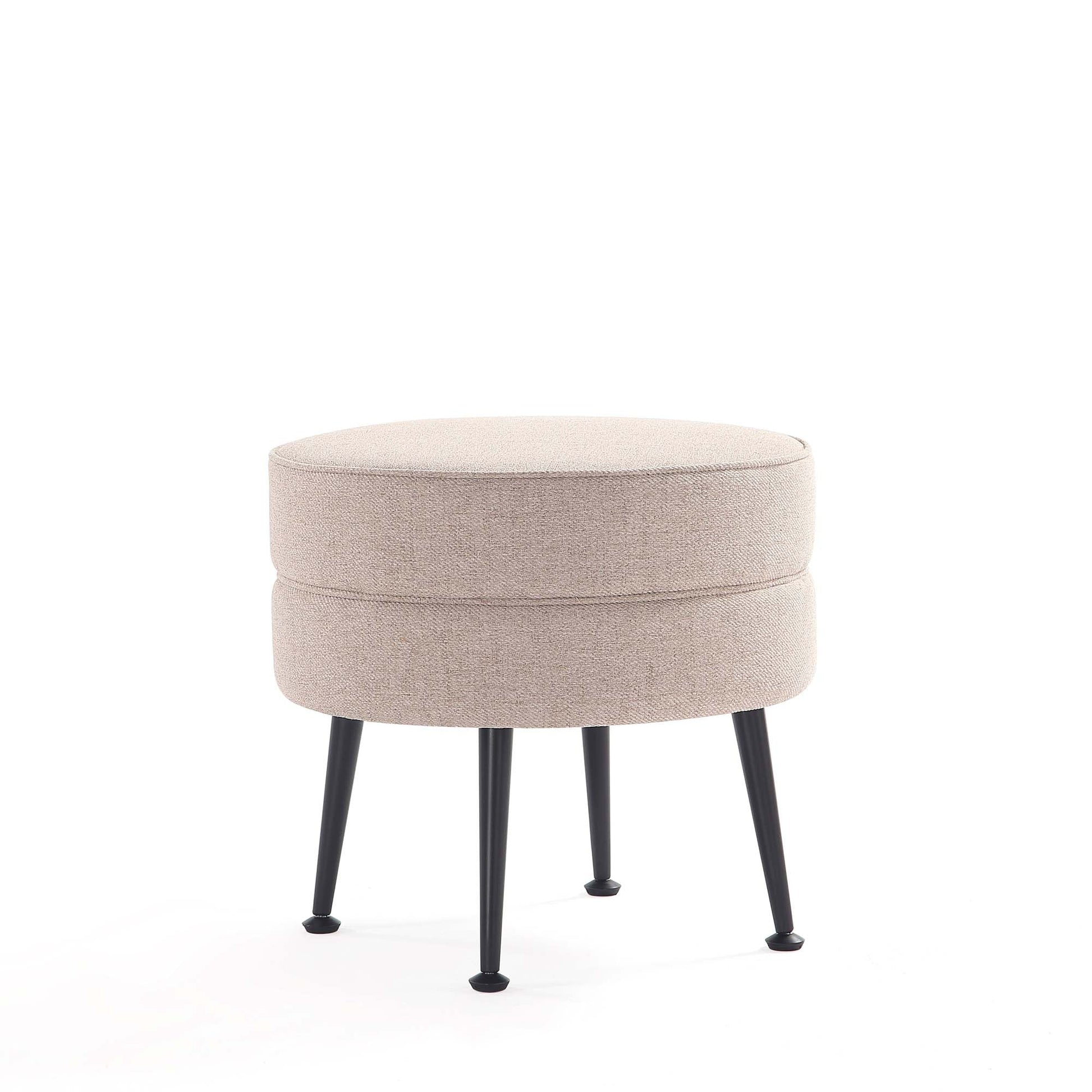 Bailey Ottoman in Oatmeal with Black Feet - Ornate Home