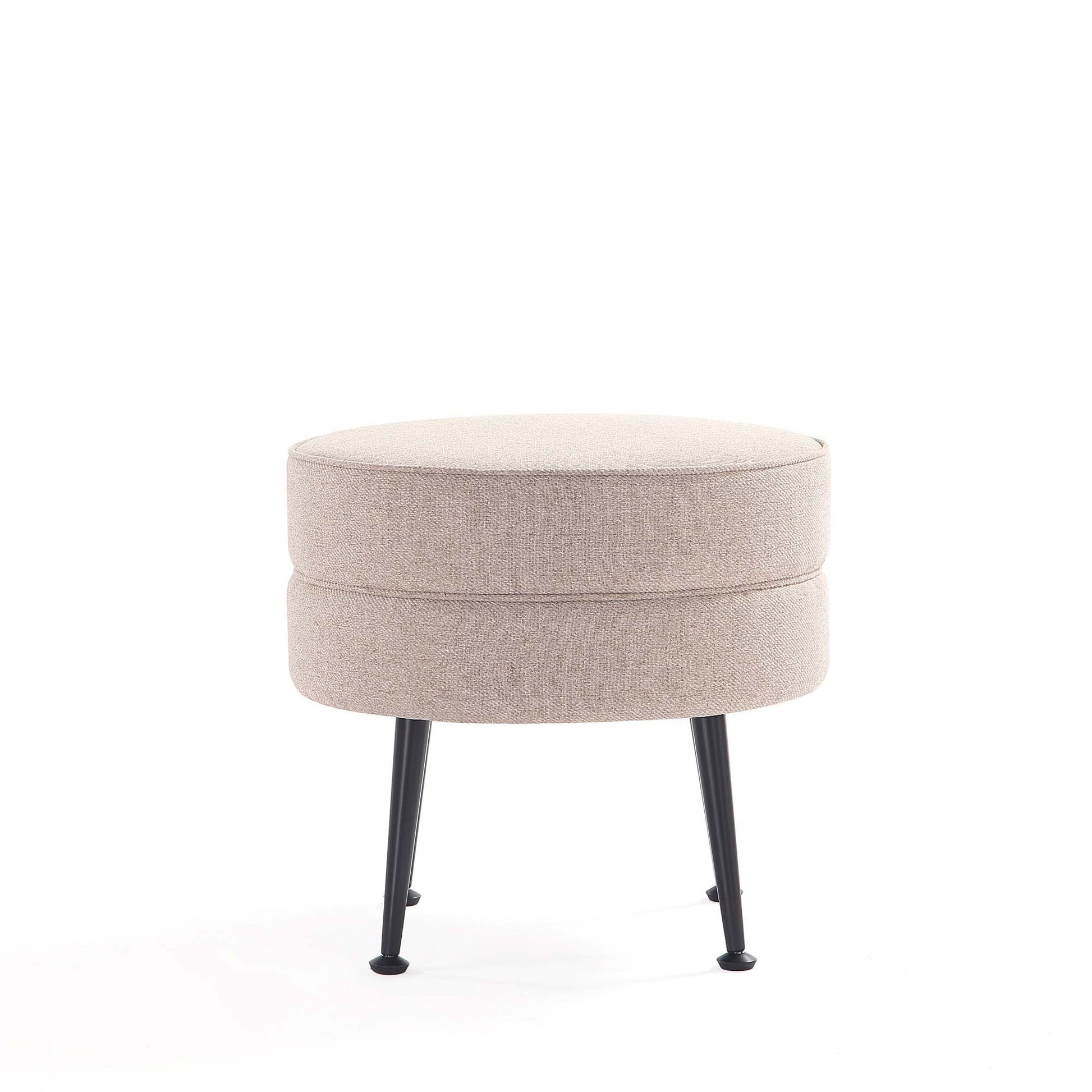 Bailey Ottoman in Oatmeal with Black Feet - Ornate Home