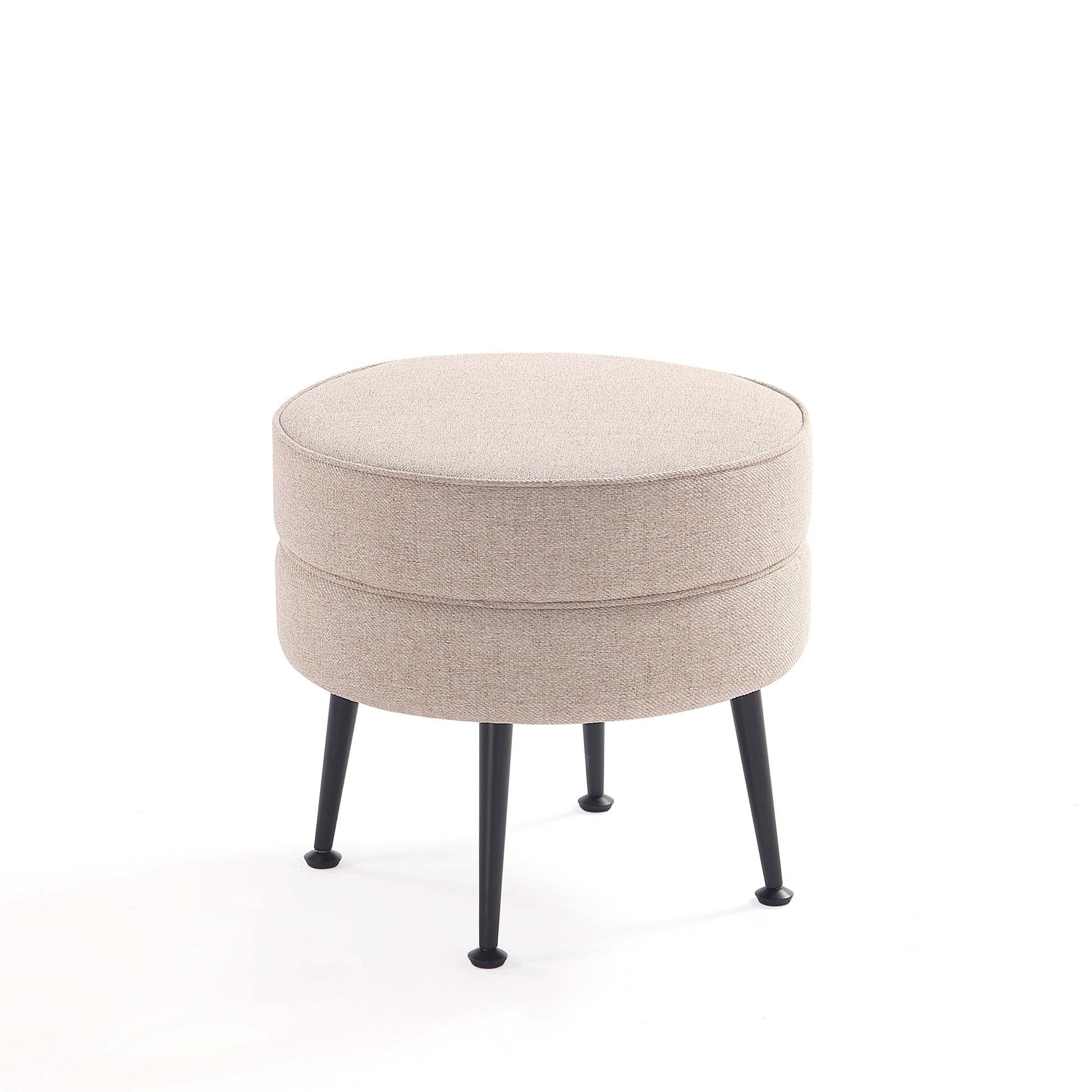 Bailey Ottoman in Oatmeal with Black Feet - Ornate Home