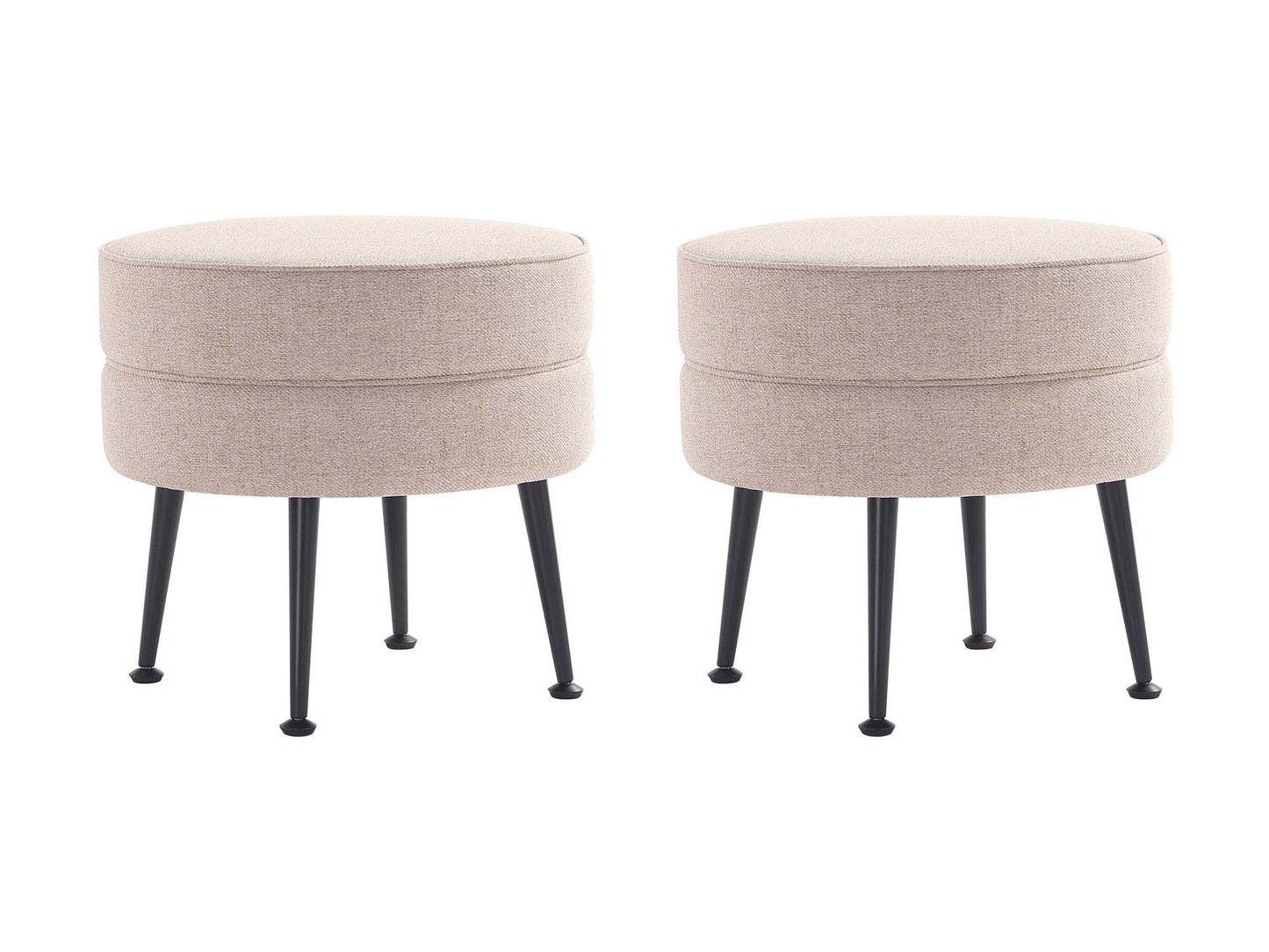 Bailey Ottoman in Oatmeal with Black Feet (set of 2) - Ornate Home