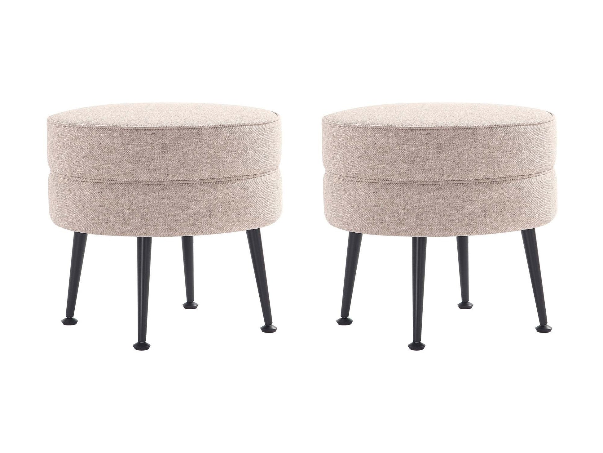 Bailey Ottoman in Oatmeal with Black Feet (set of 2) - Ornate Home