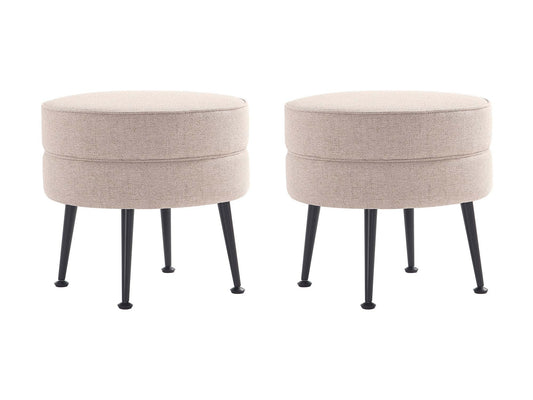 Bailey Ottoman in Oatmeal with Black Feet (set of 2) - Ornate Home
