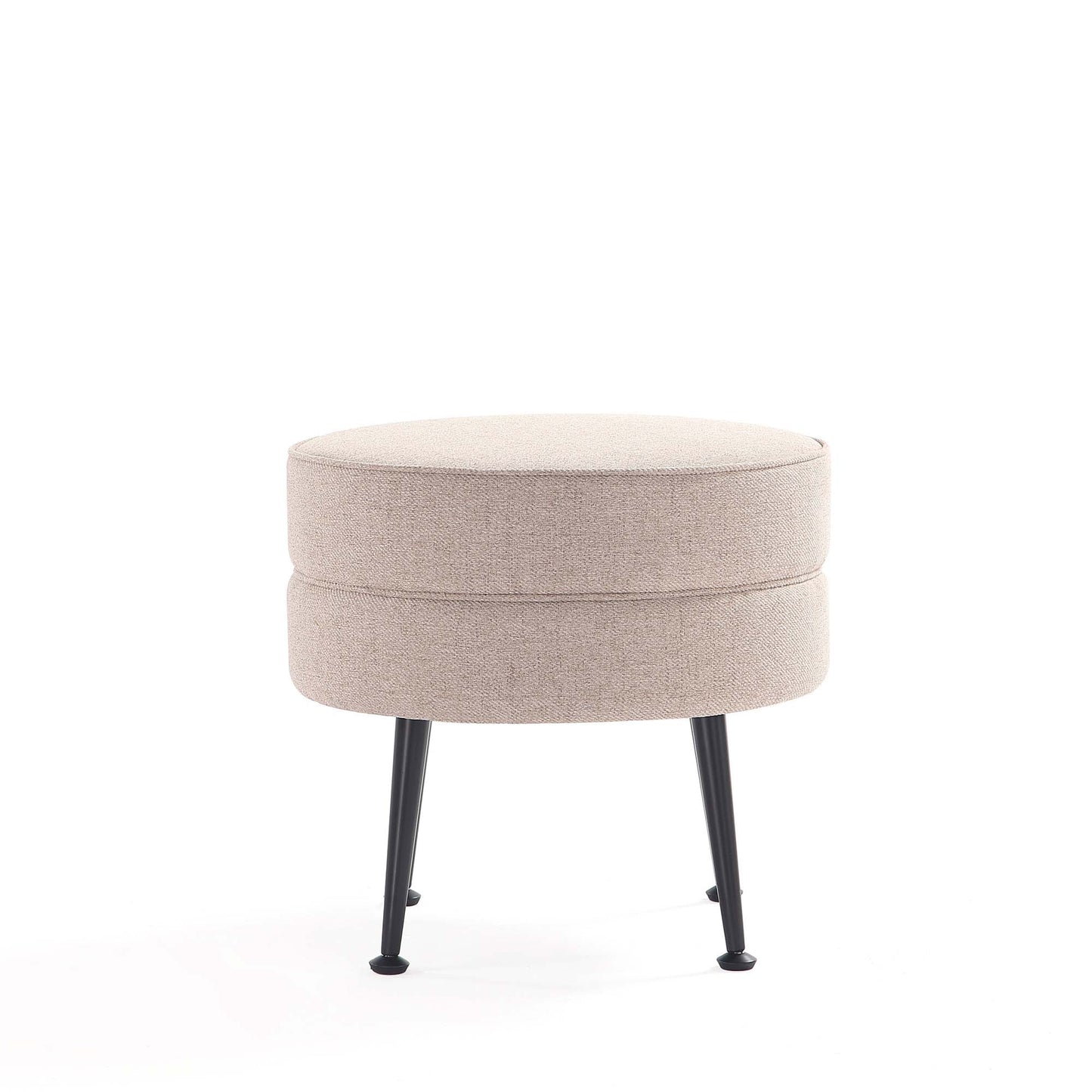 Bailey Ottoman in Oatmeal with Black Feet (set of 2) - Ornate Home