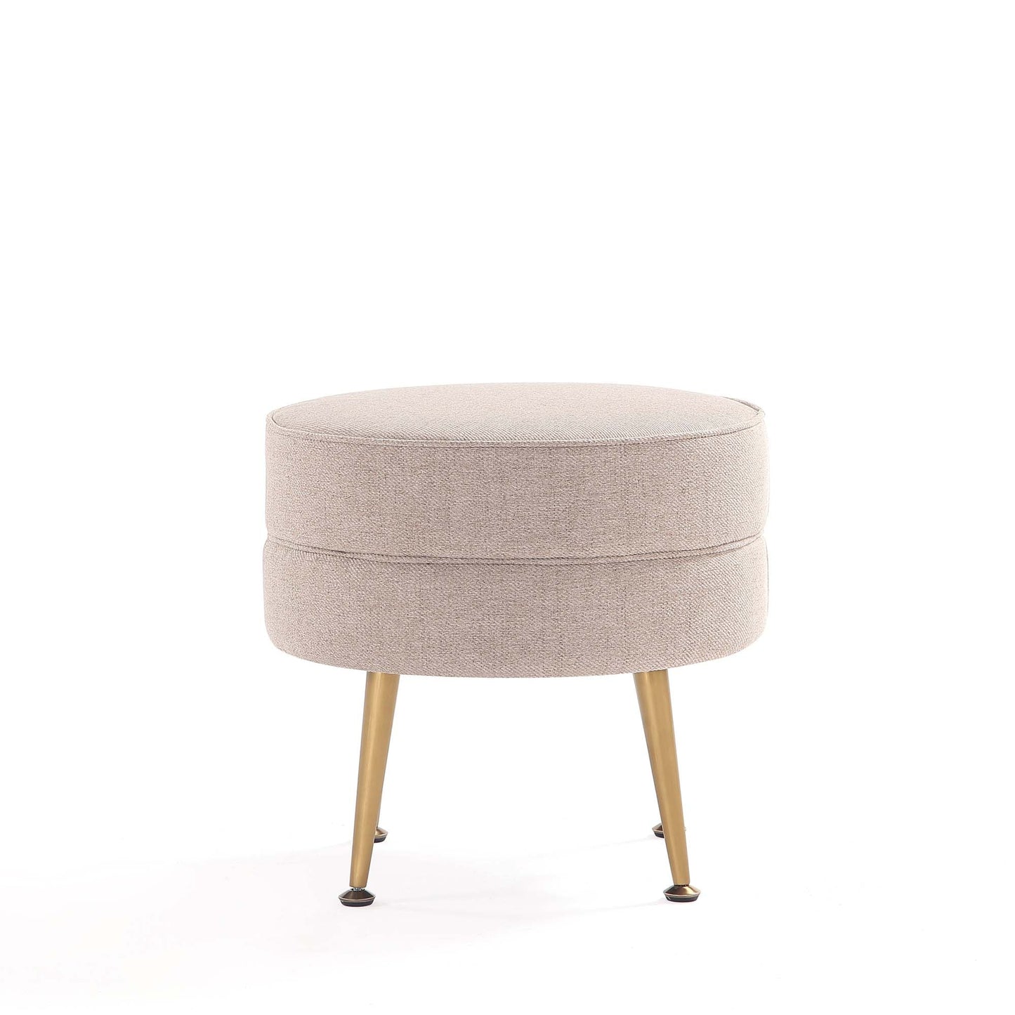 Bailey Ottoman in Oatmeal with Gold Feet - Ornate Home