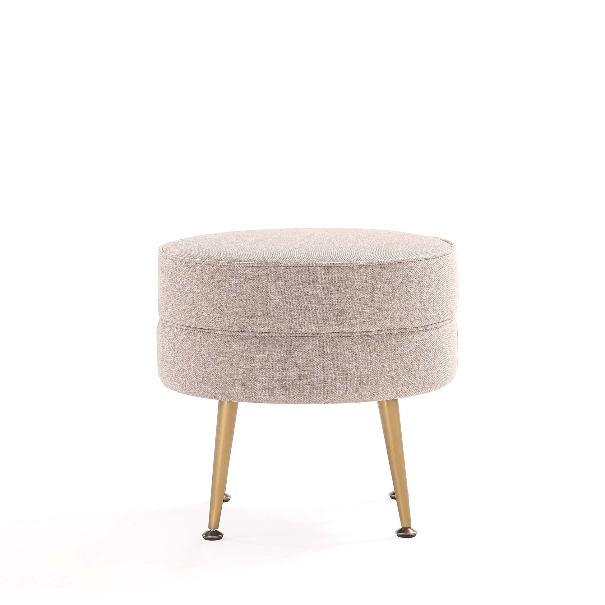 Bailey Ottoman in Oatmeal with Gold Feet - Ornate Home