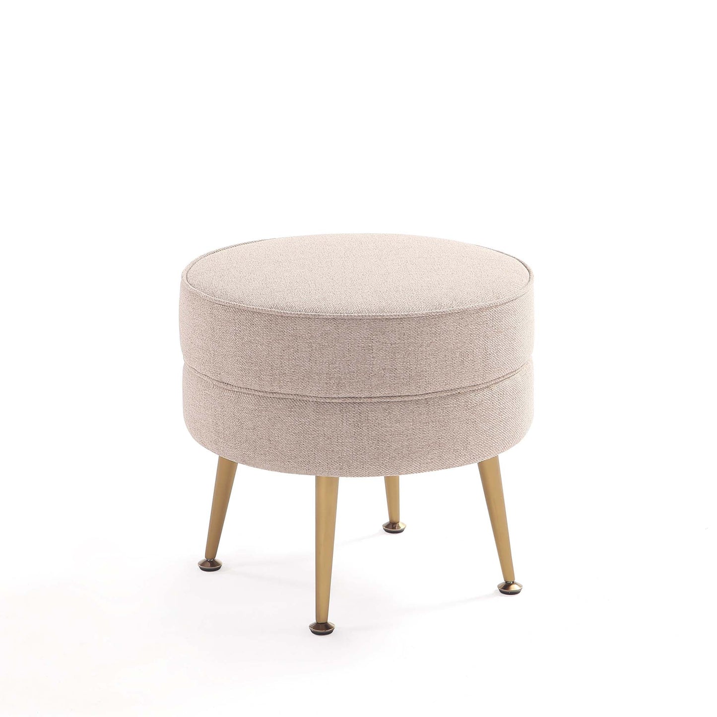 Bailey Ottoman in Oatmeal with Gold Feet - Ornate Home