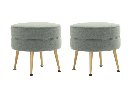 Bailey Ottoman in Sage Green with Gold Feet (set of 2) - Ornate Home