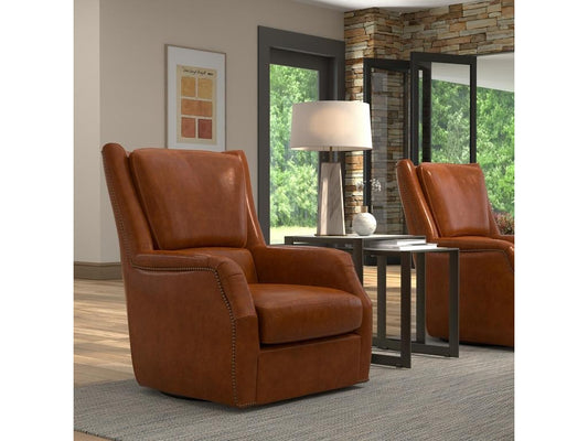 Baker Brown Leather Swivel Chair - Ornate Home