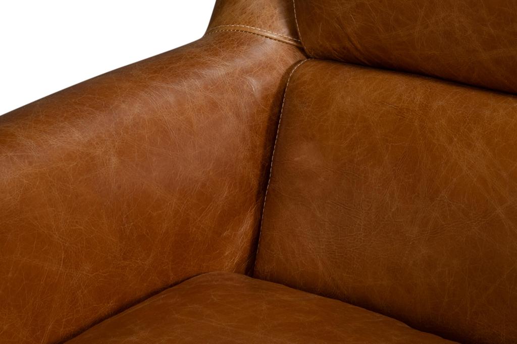 Baker Brown Leather Swivel Chair - Ornate Home