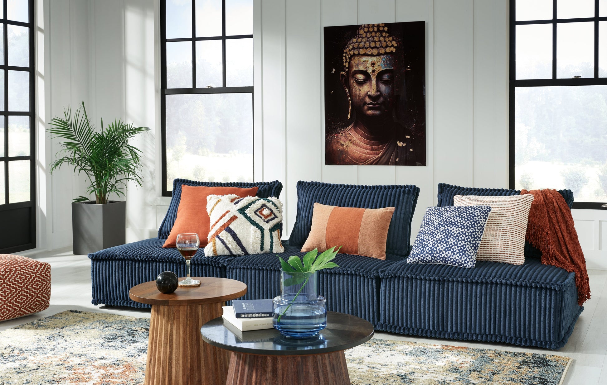Bales Navy 3-Piece Modular Seating- Viva Furn