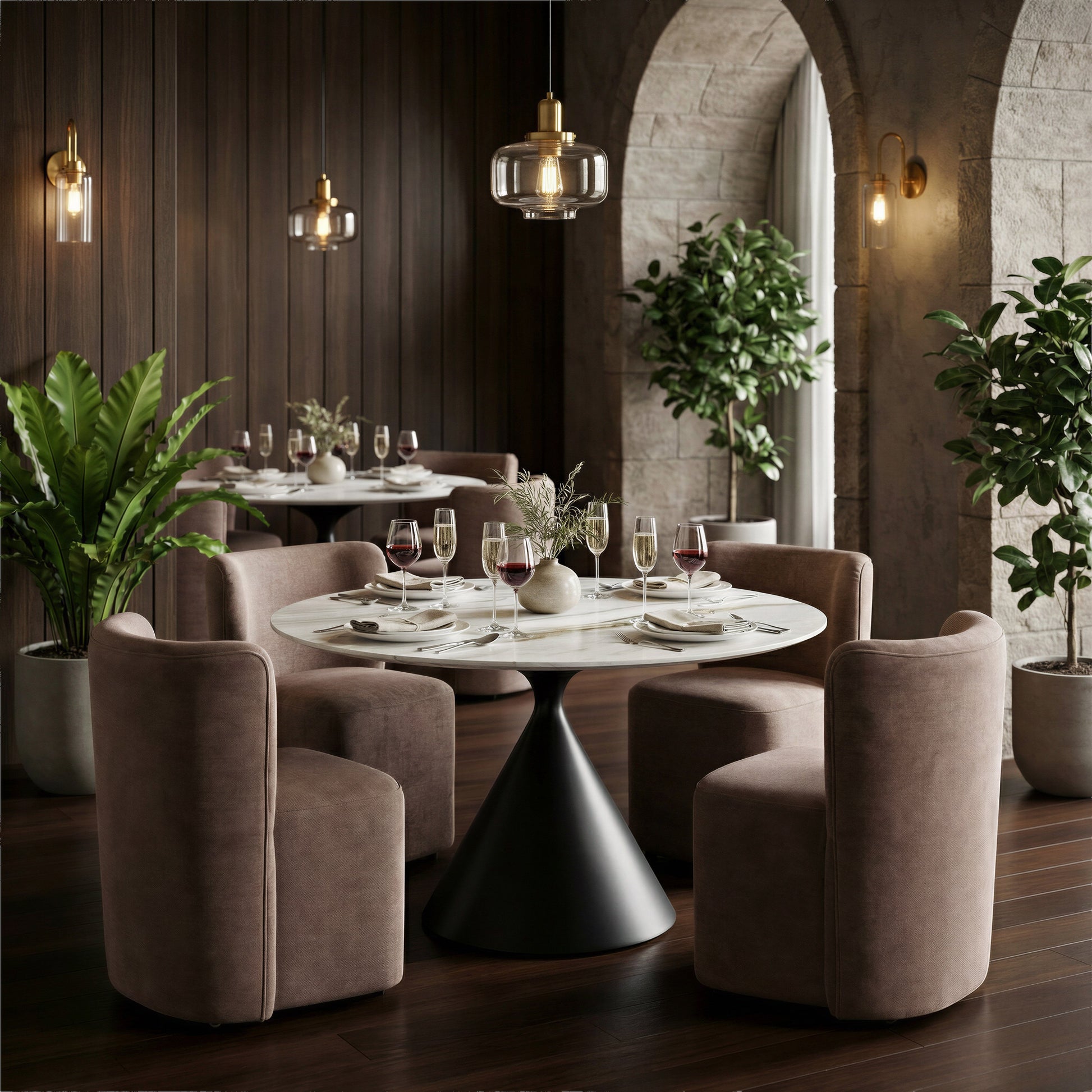 Bambun Taupe Dining Chair with Wheels - Ornate Home
