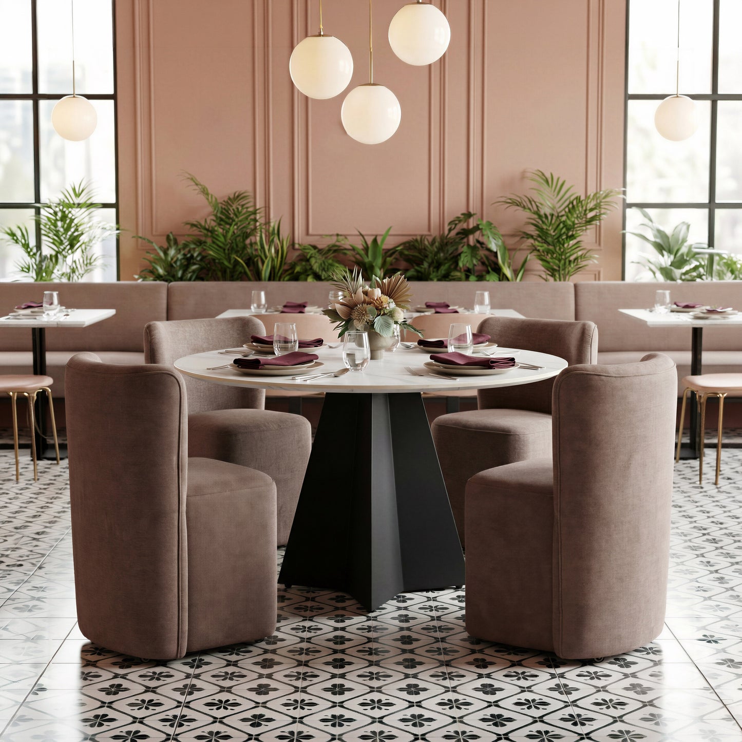 Bambun Taupe Dining Chair with Wheels - Ornate Home