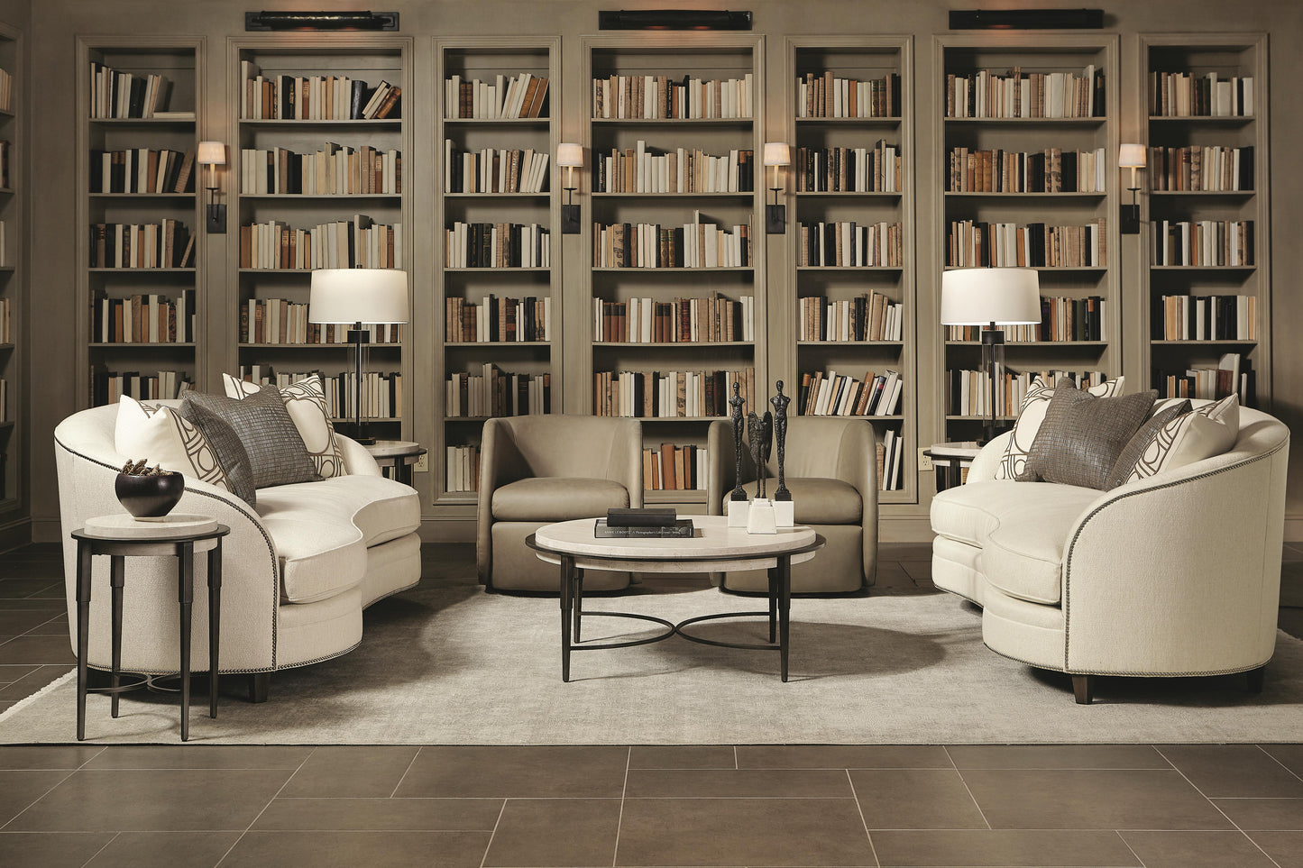Barclay White Travertine/Antique Pewter Accent Table - Ornate Home