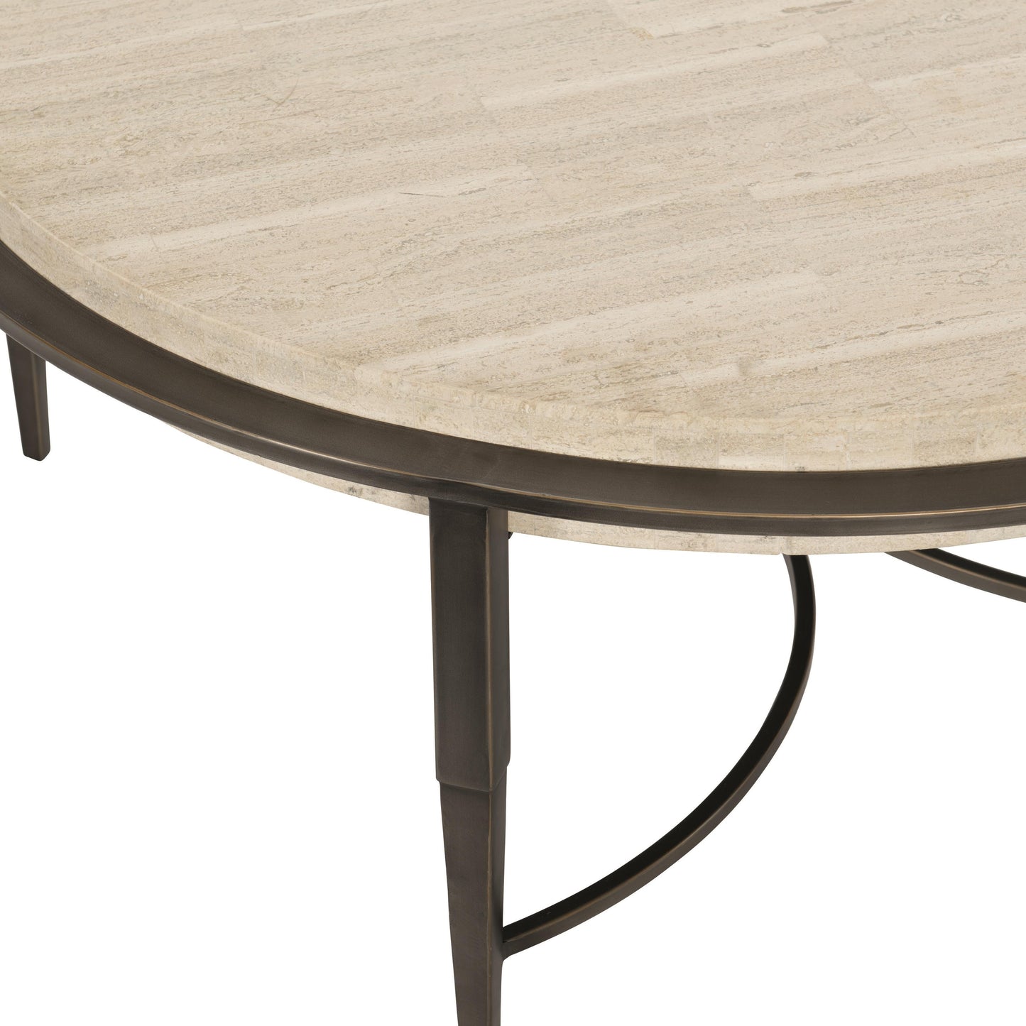 Barclay White Travertine/Antique Pewter Cocktail Table - Ornate Home