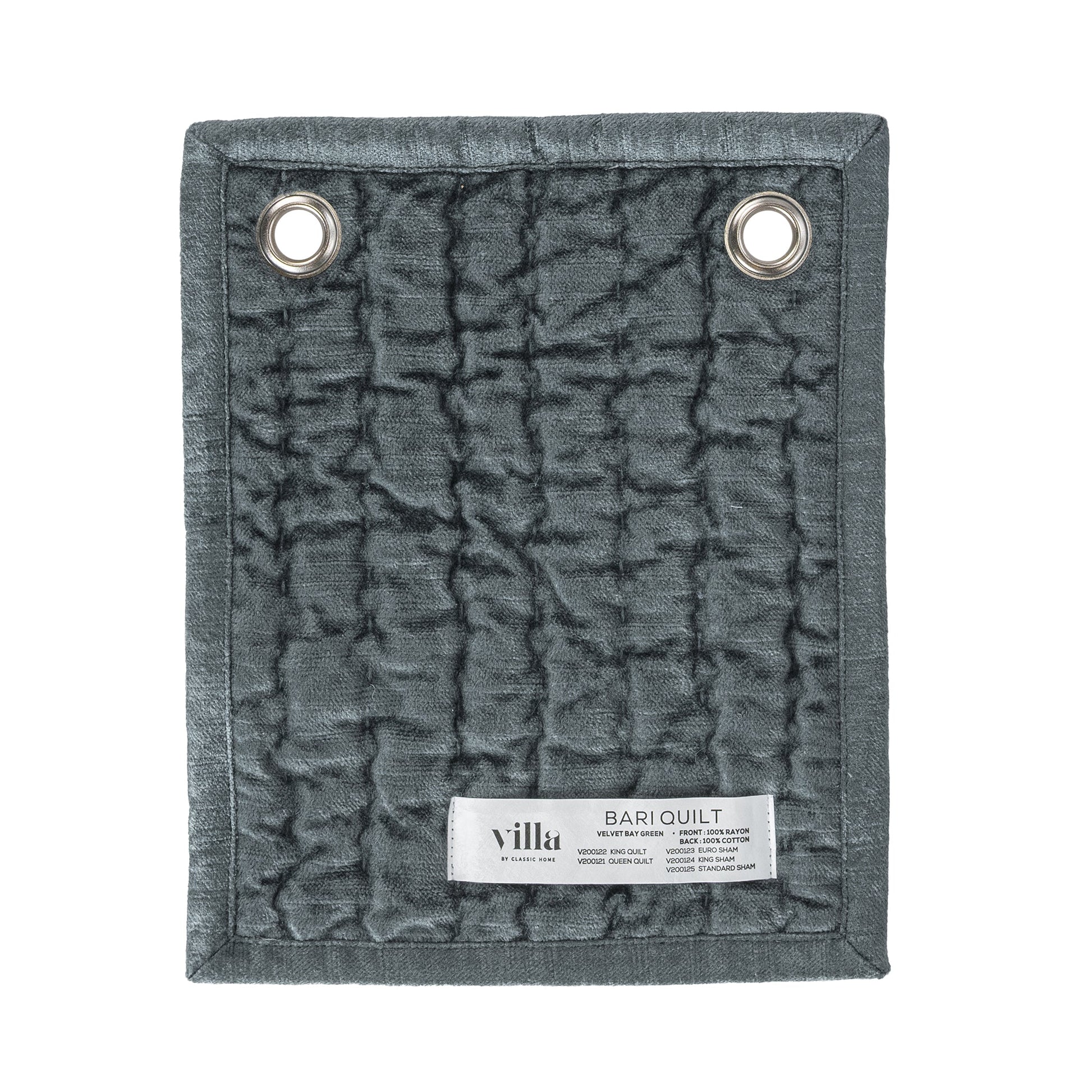 Bari Bay Green Velvet Quilt Collection - Ornate Home