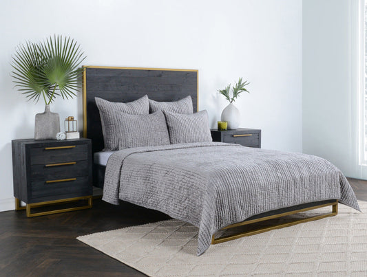 Bari Gray Velvet Quilt Collection - Ornate Home