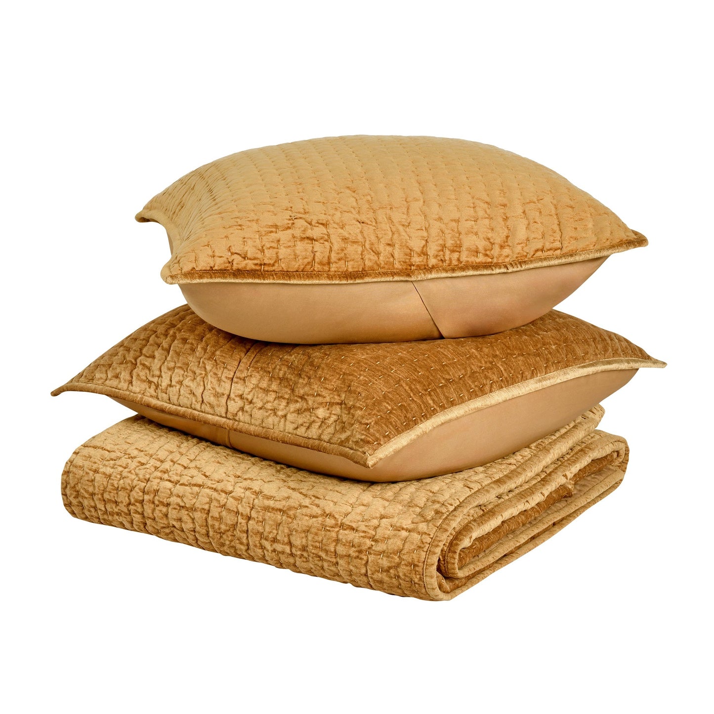 Bari Honey Gold Velvet Quilt Collection - Ornate Home