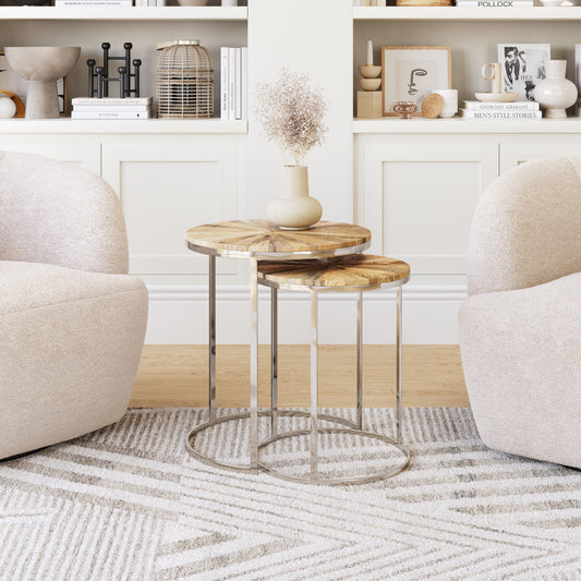 Bari Natural Nesting Table Set (2-Piece) - Ornate Home