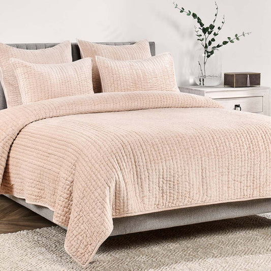 Bari Nude Velvet Quilt Collection - Ornate Home