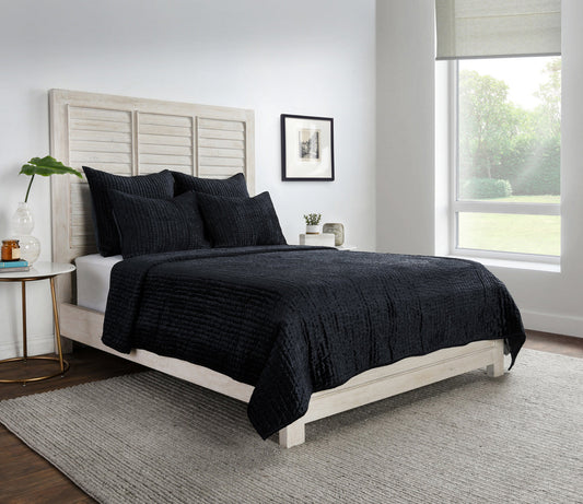 Bari Onyx Velvet Quilt Collection - Ornate Home