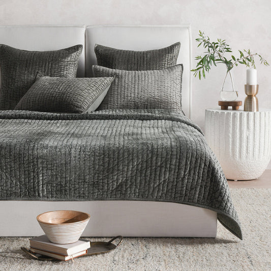 Bari Sage Velvet Quilt Collection - Ornate Home