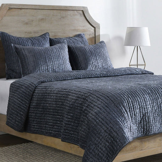 Bari Sea Fog Velvet Quilt Collection - Ornate Home