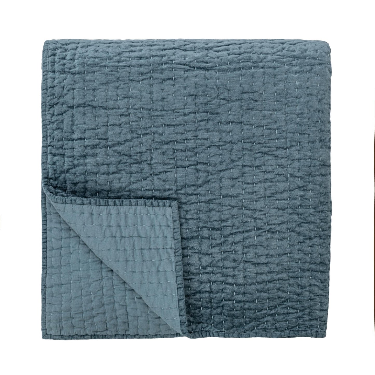 Bari Stone Blue Velvet Quilt Collection - Ornate Home