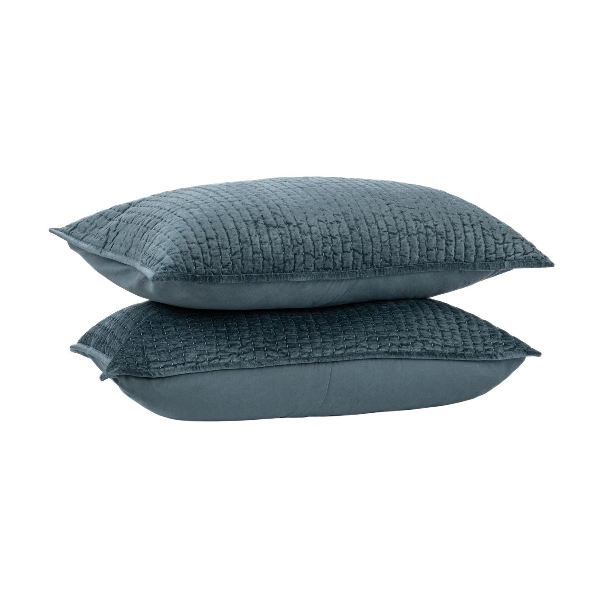 Bari Stone Blue Velvet Quilt Collection - Ornate Home