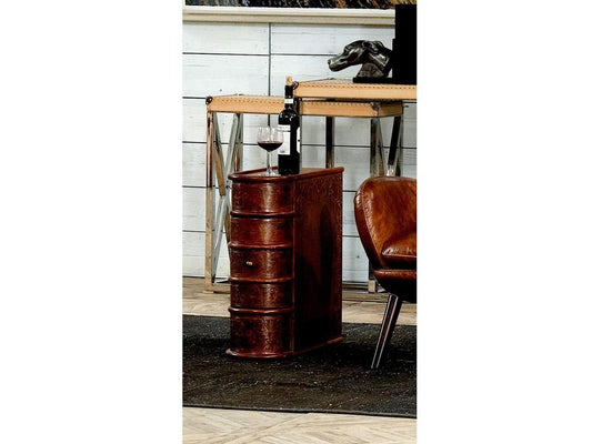 Barnes Brown Leather Book Side Table - Ornate Home