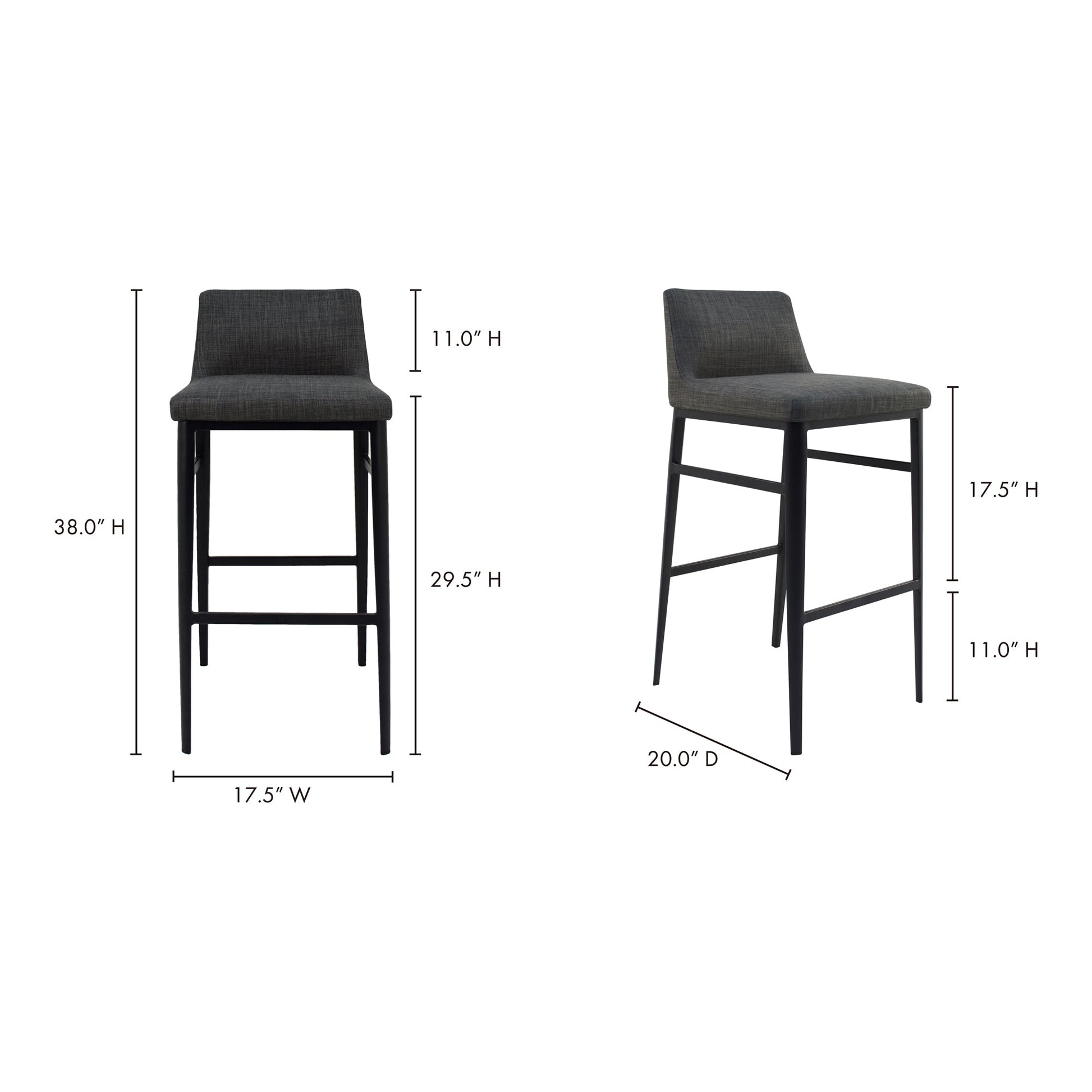 Baron Charcoal Grey Bar Stool - Ornate Home