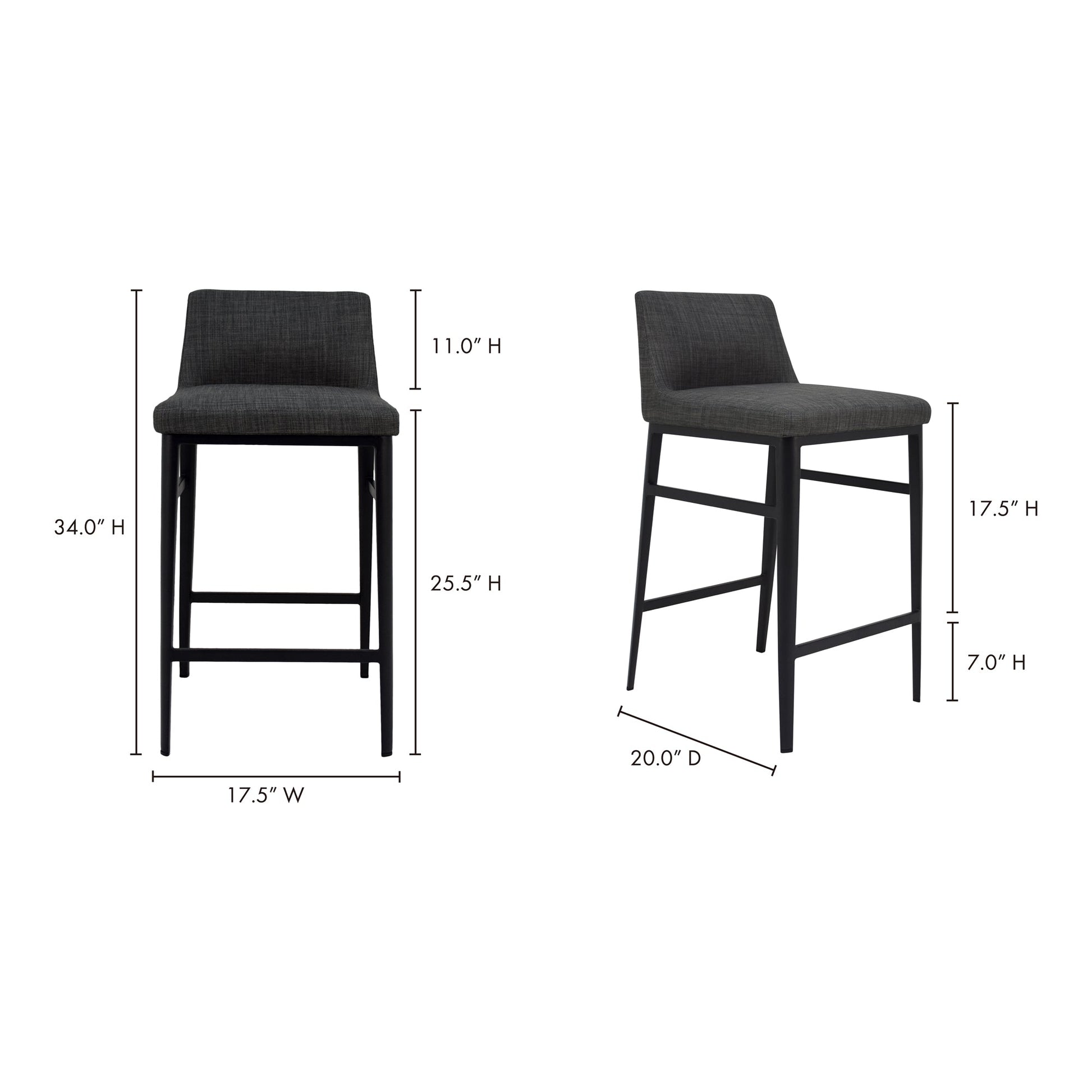 Baron Charcoal Grey Counter Stool - Ornate Home