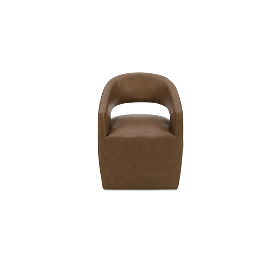 Barrow Tan Leather Rolling Dining Chair - Ornate Home