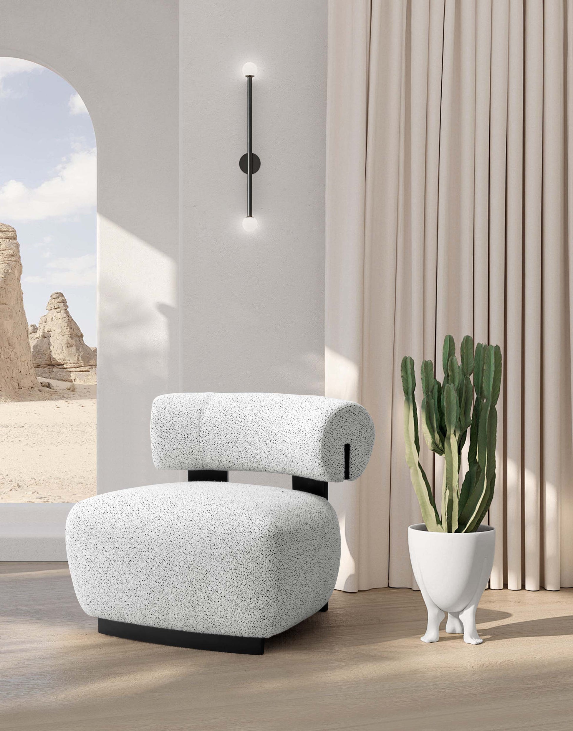 Bartow Accent Chair in Ivory and Black - Ornate Home
