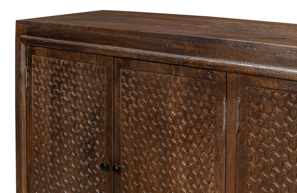Battle Chainmail Brown Four Door Sideboard - Ornate Home