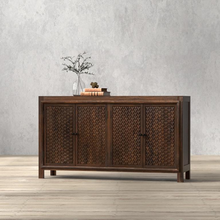 Battle Chainmail Brown Four Door Sideboard - Ornate Home