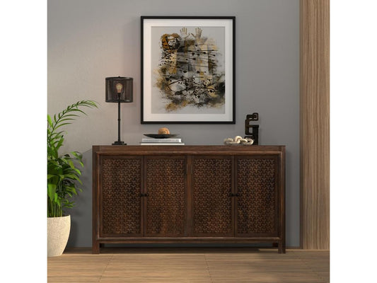 Battle Chainmail Brown Four Door Sideboard - Ornate Home