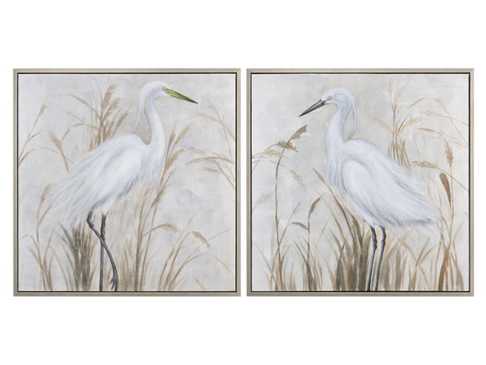 Beachin' Egrets White/Natural Canvas - Ornate Home