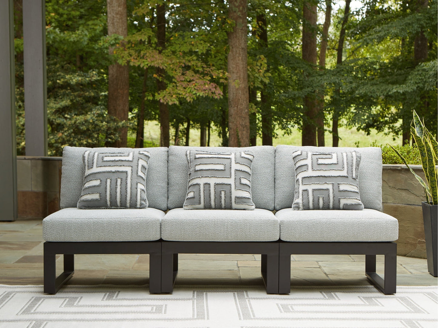 Beachloft Black/Gray 3-Piece Outdoor Sectional- Viva Furn
