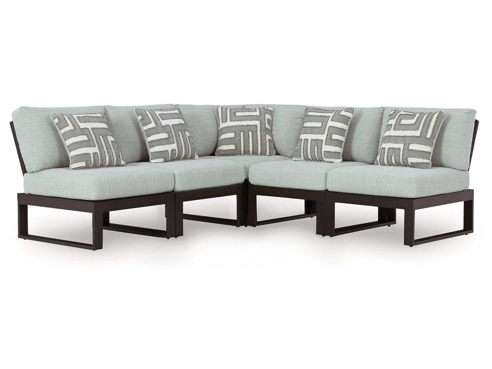 Beachloft Black/Gray 5-Piece Outdoor Sectional- Viva Furn