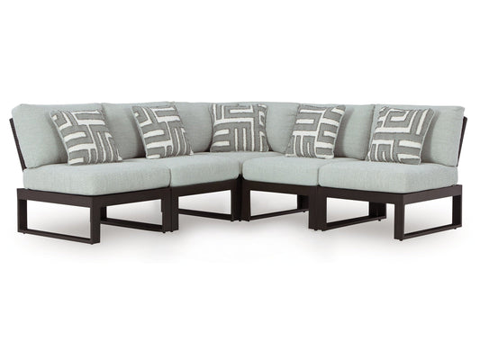 Beachloft Black/Gray 5-Piece Outdoor Sectional- Viva Furn