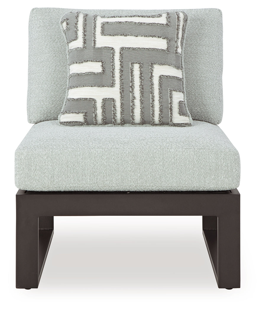 Beachloft Black/Gray Outdoor Armless Chair with Cushion- Viva Furn
