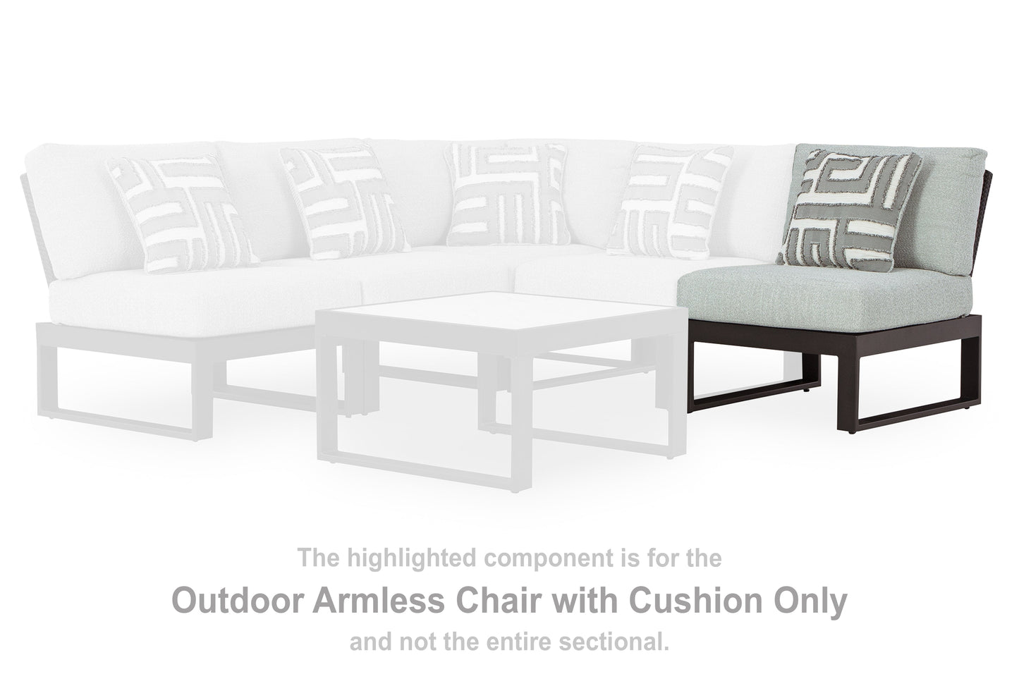 Beachloft Black/Gray Outdoor Armless Chair with Cushion- Viva Furn