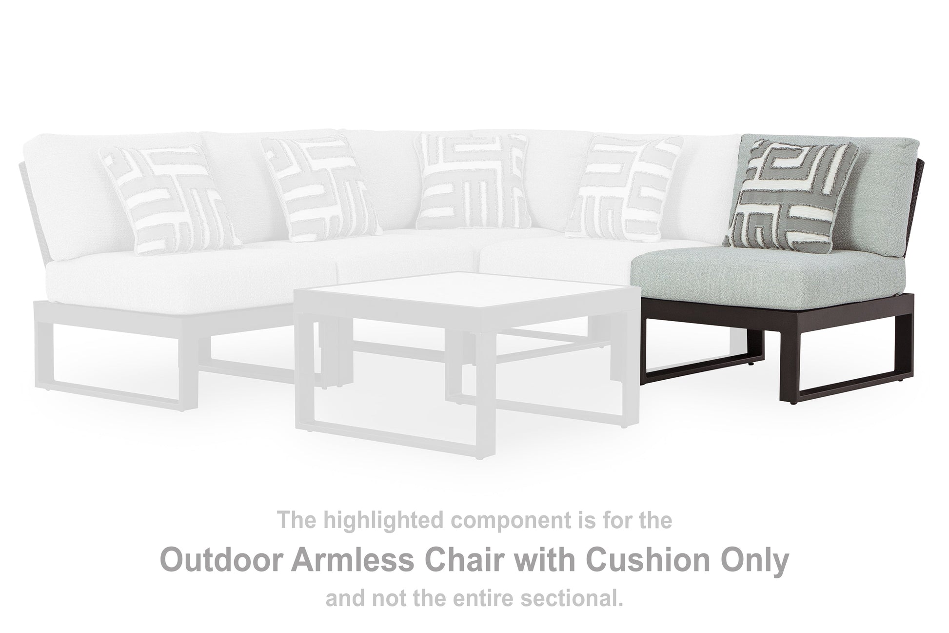 Beachloft Black/Gray Outdoor Armless Chair with Cushion- Viva Furn